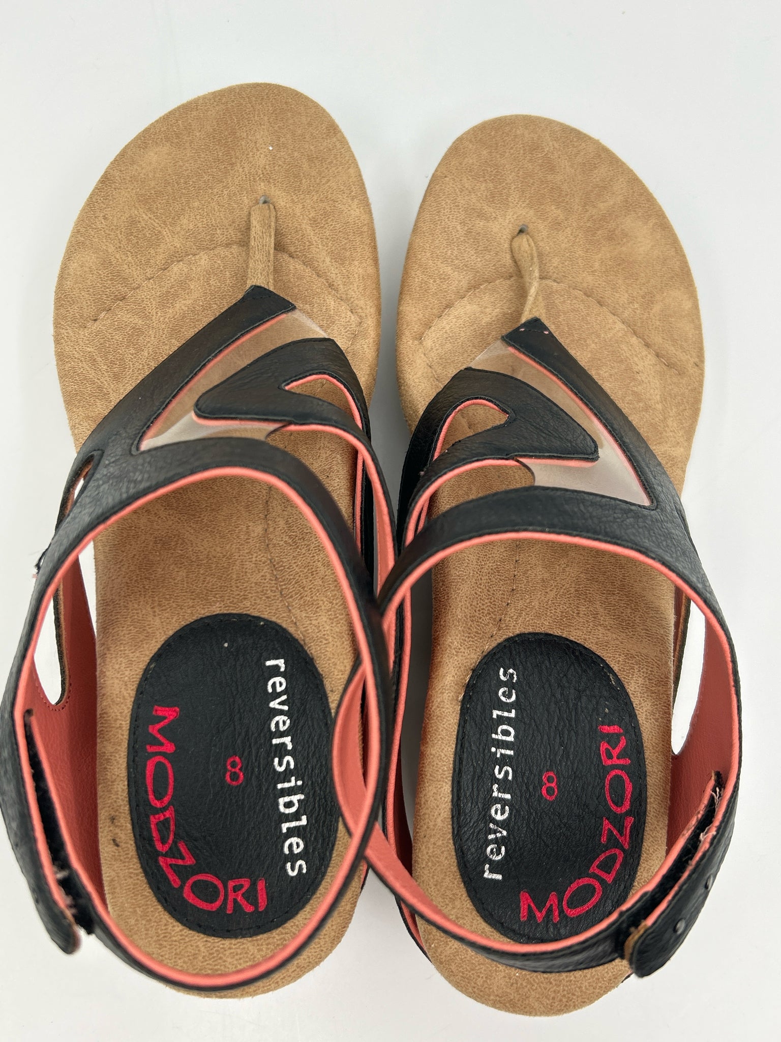 Modzori Size 8 CORAL AND BLACK Women Sandal