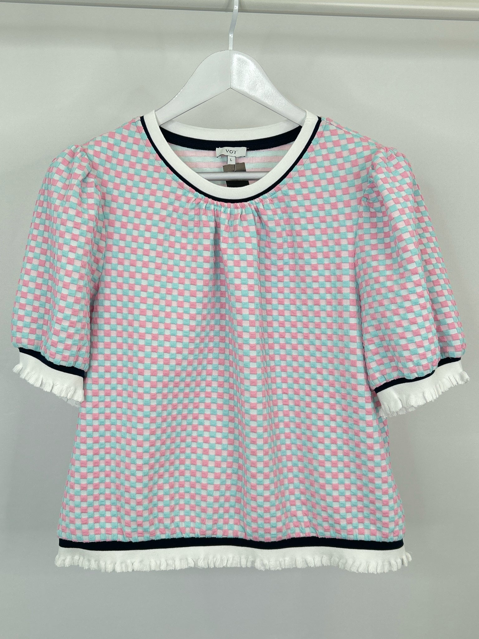 VOY Size L Pink and Baby Blue Women Top