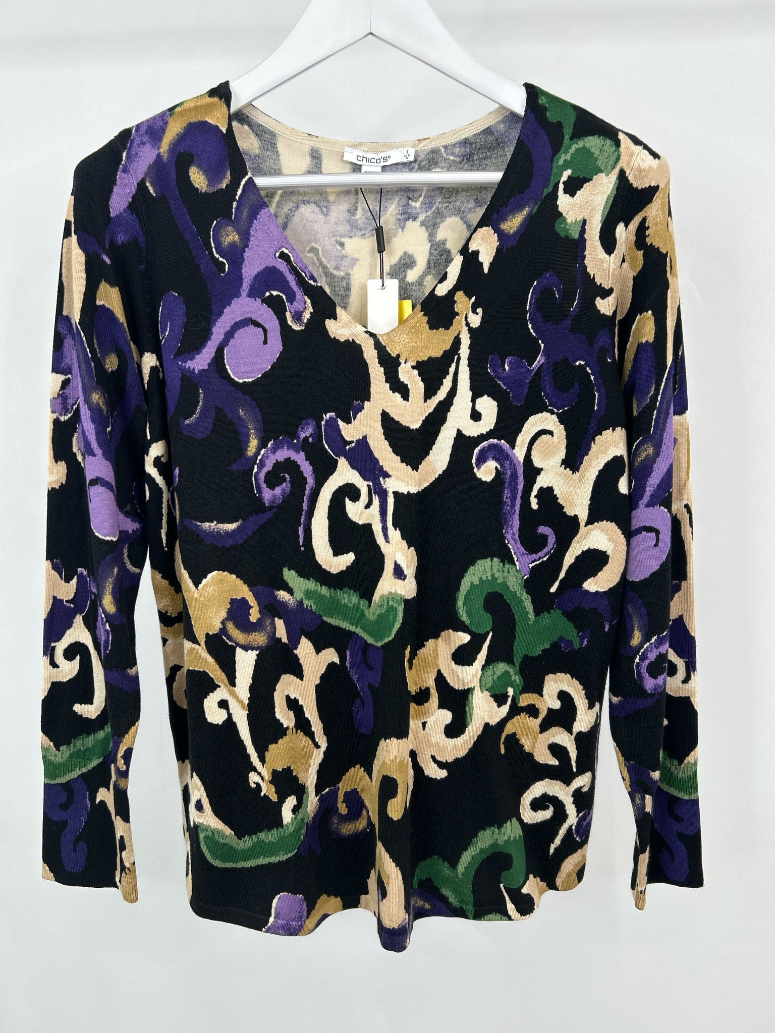 CHICO'S Size M Black and Purple Women Sweater