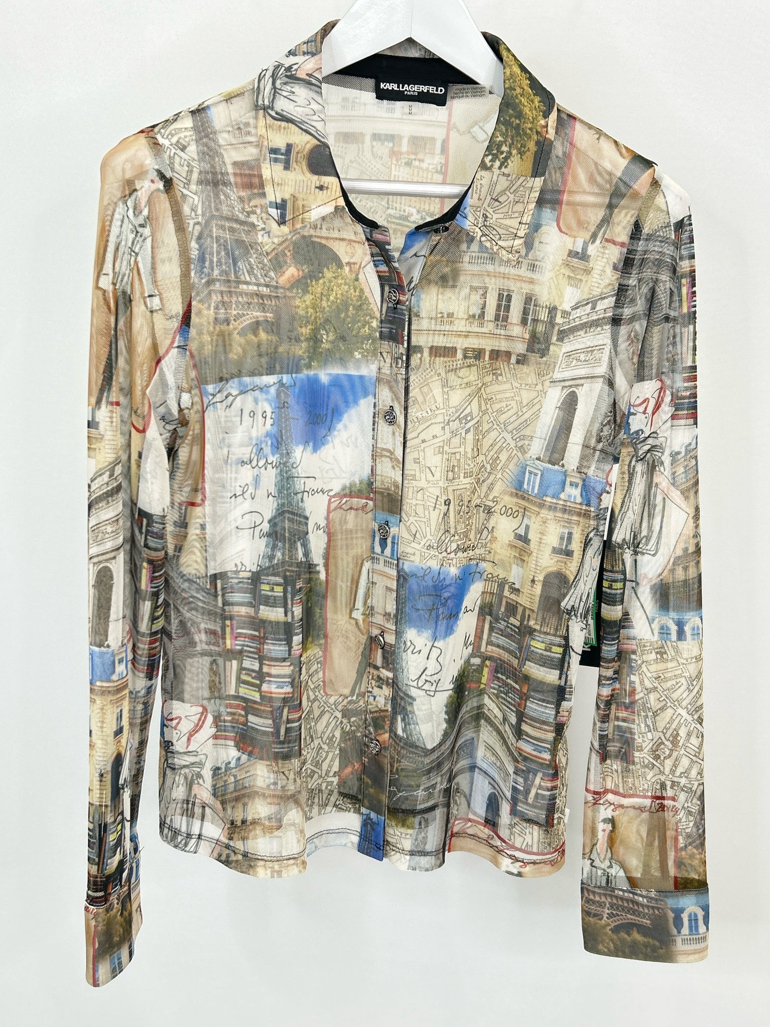 KARL LAGERFELD Size M Beige Print Women Blouse