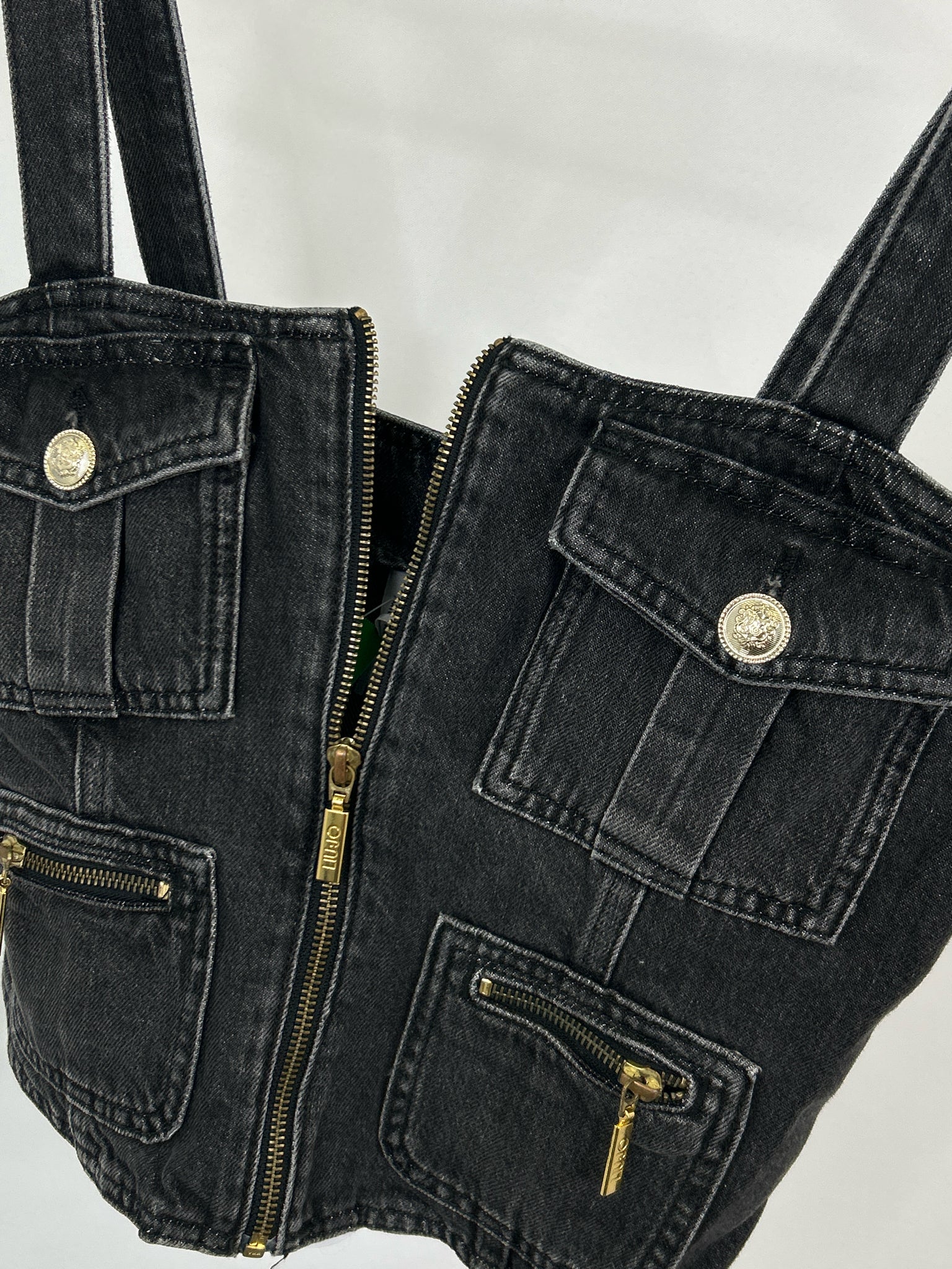 LIU JO Size 10 Black Denim Women Tank Top NWT