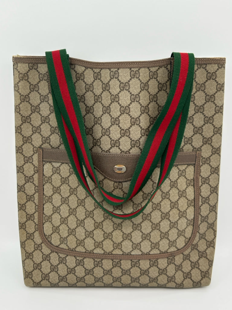 GUCCI Sherry Line Tote Brown Print Women's Purse