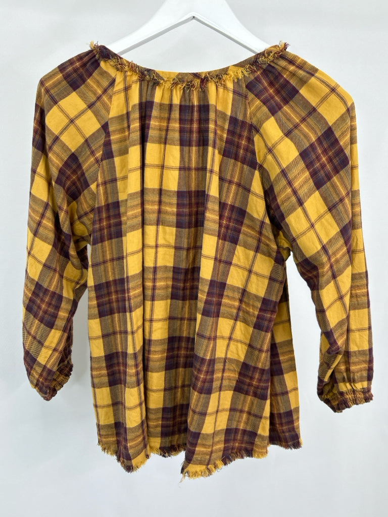 SUNDANCE Women Size M Yellow Print Blouse