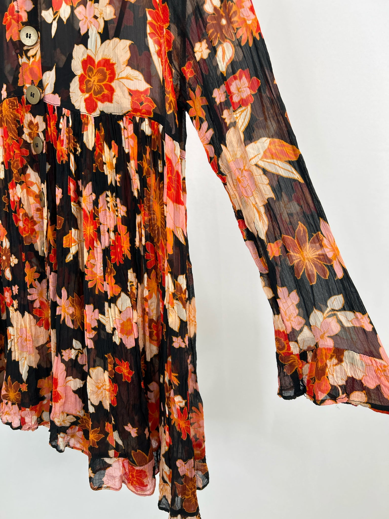 FREE PEOPLE Size S ORANGE FLORAL Women Tunic