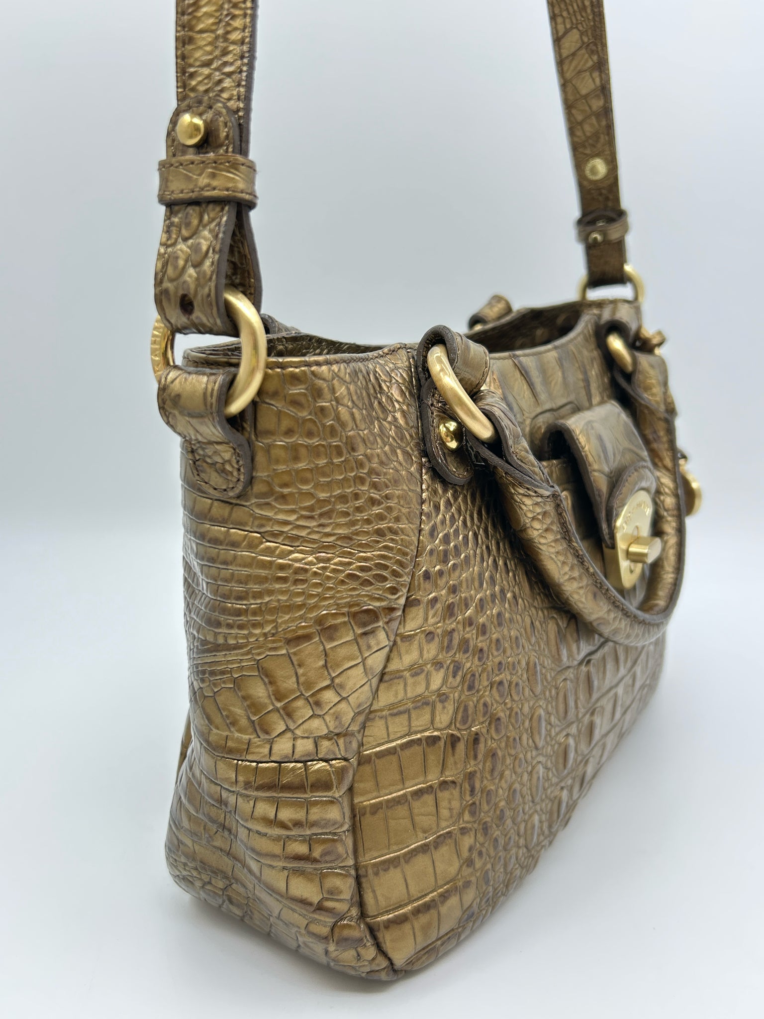BRAHMIN gold metallic Women Purse