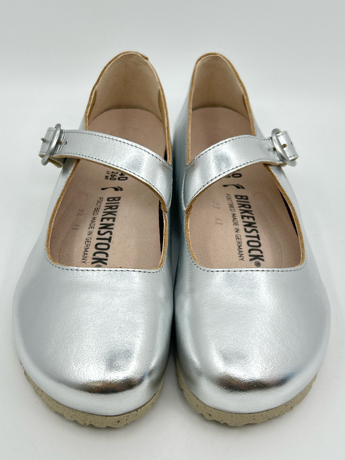 BIRKENSTOCK NIB Size 40 Metallic Silver Women Flats NIB