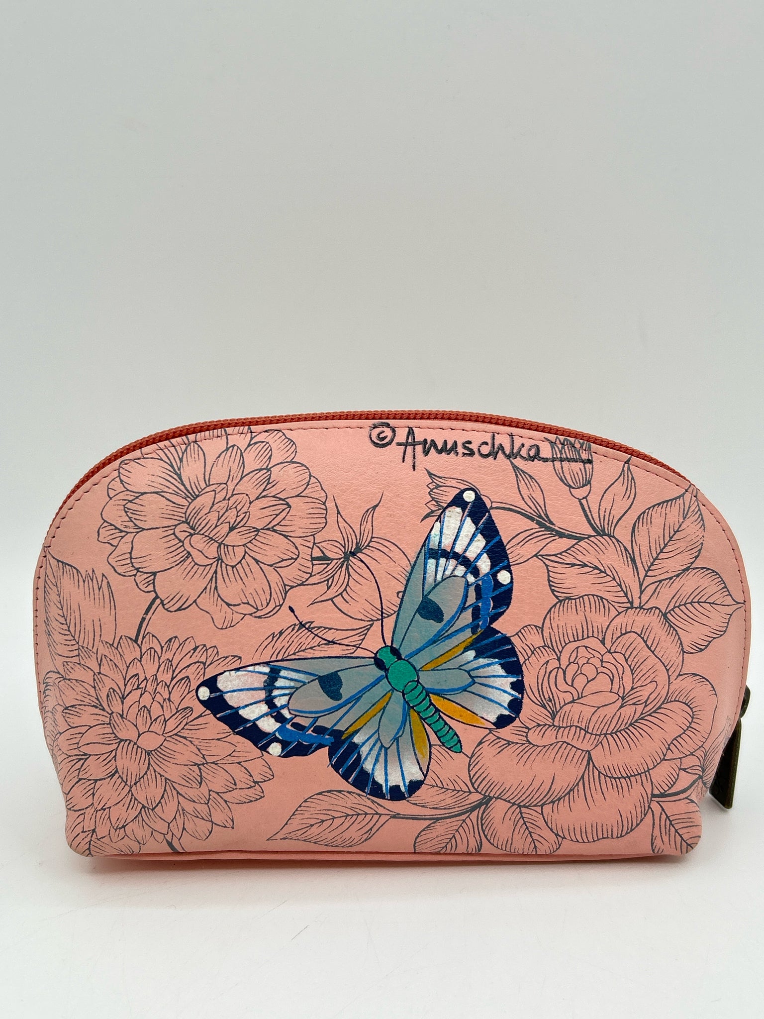 ANUSCHKA Pink Floral Cosmetic Case NWT