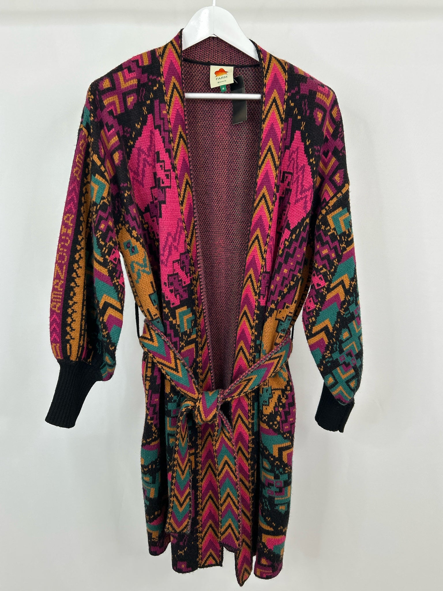 FARM RIO Size M Pink and Black Women Cardigan