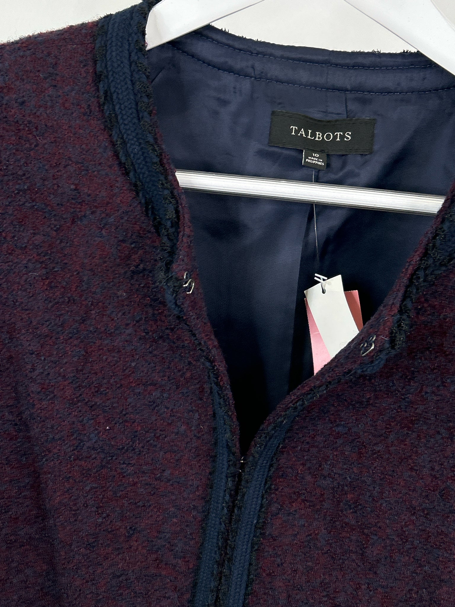 TALBOTS Size 10 Eggplant and Navy Women Jacket