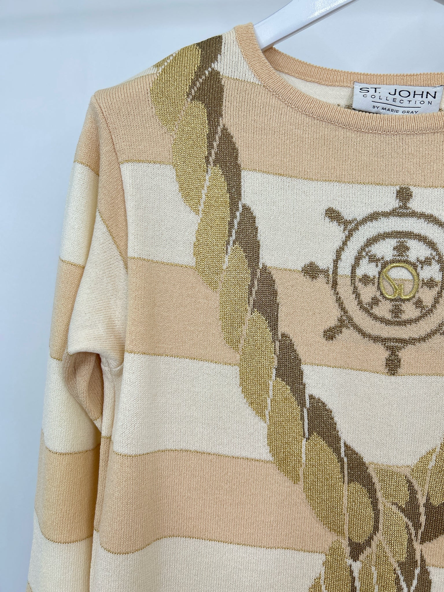 ST JOHN COLLECTION Size S Beige striped Women Sweater
