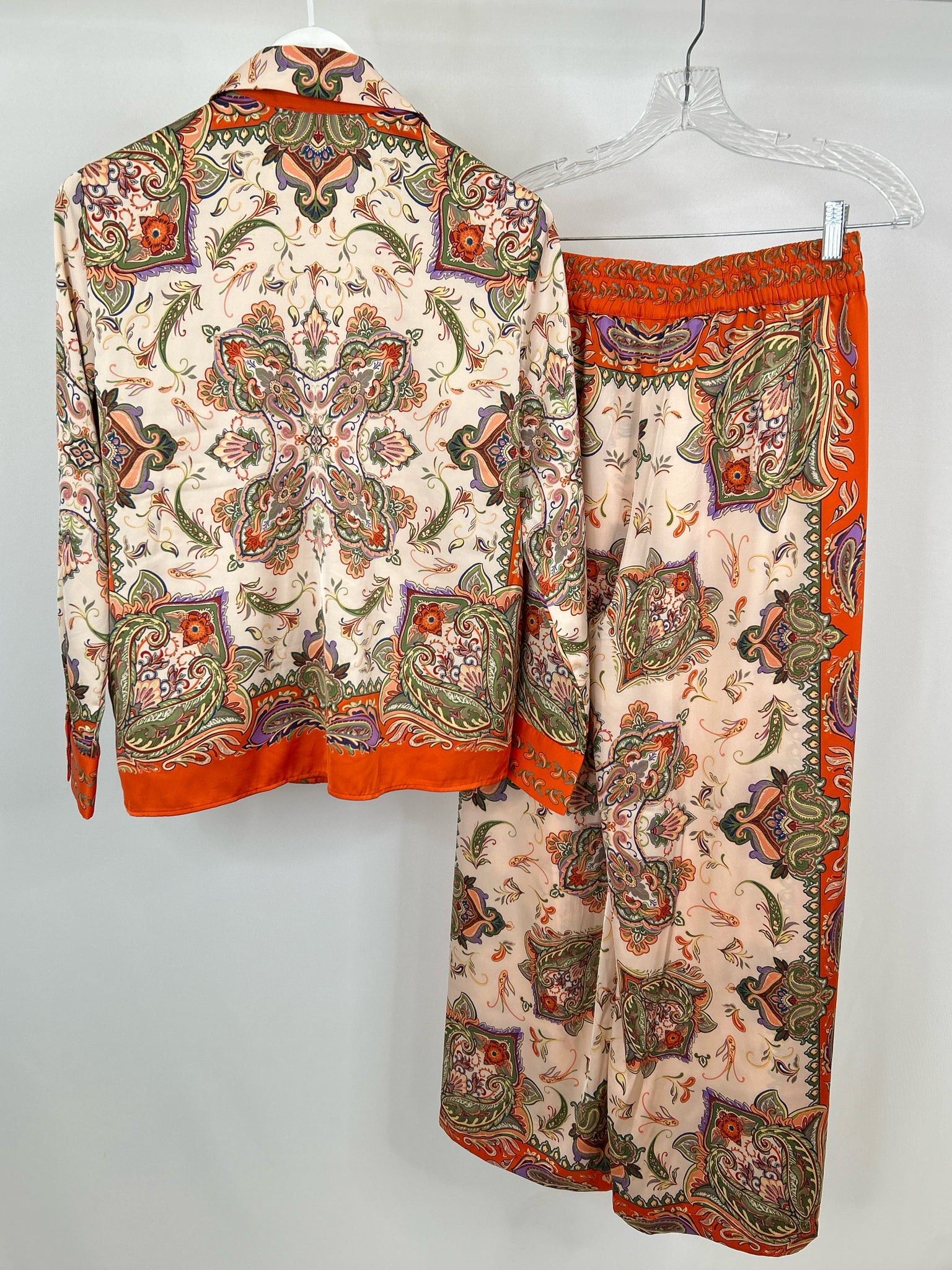 RACHEL ZOE Size S Orange Print Women 2-Piece w/pants