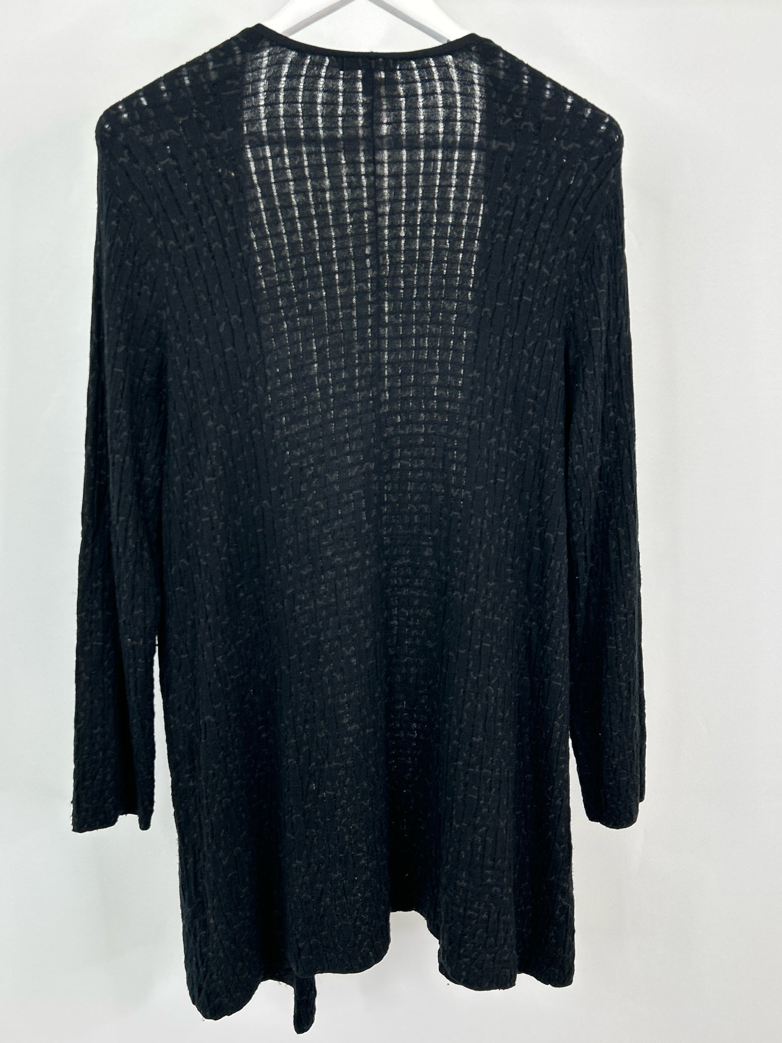 EILEEN FISHER Size L Black Print Women Cardigan