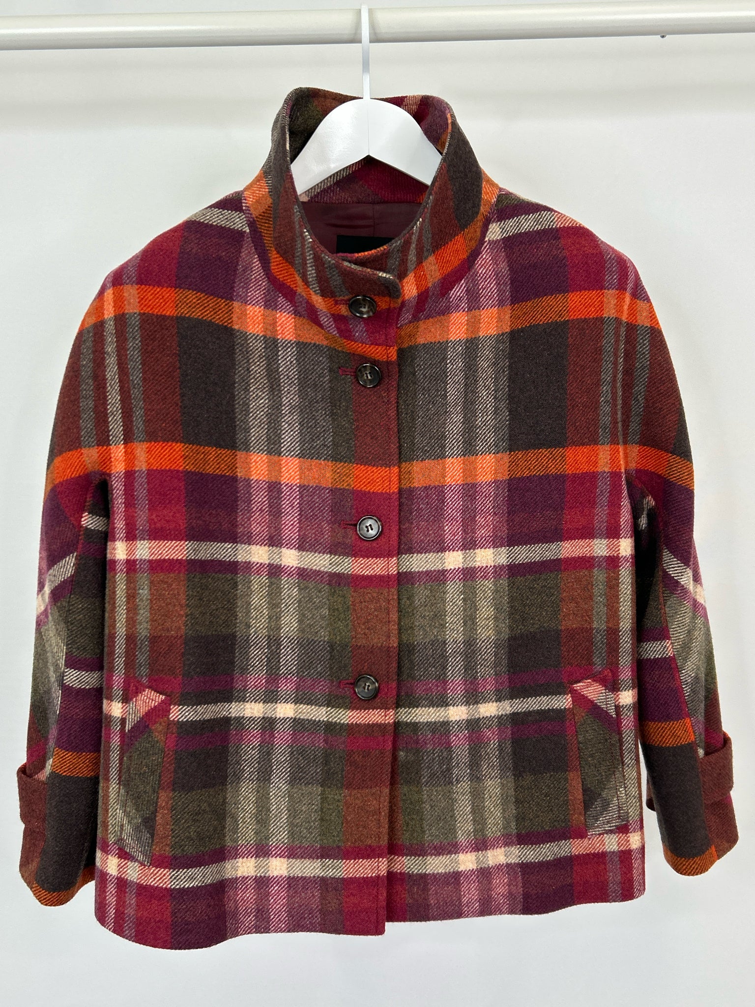 TALBOTS Size 10P BURGUNDY PLAID Women Jacket