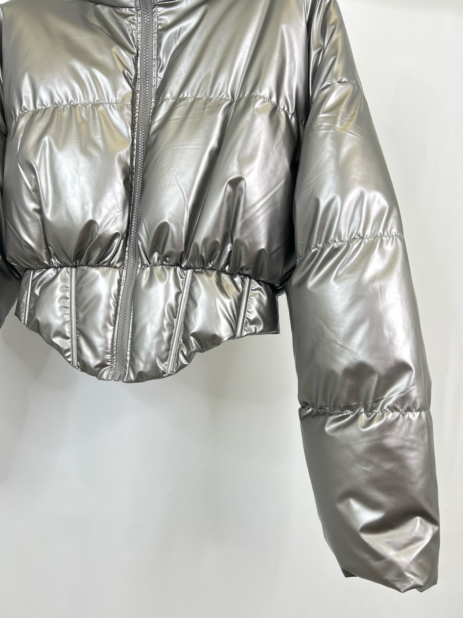 Anwnd Size L Silver Metallic Women Jacket