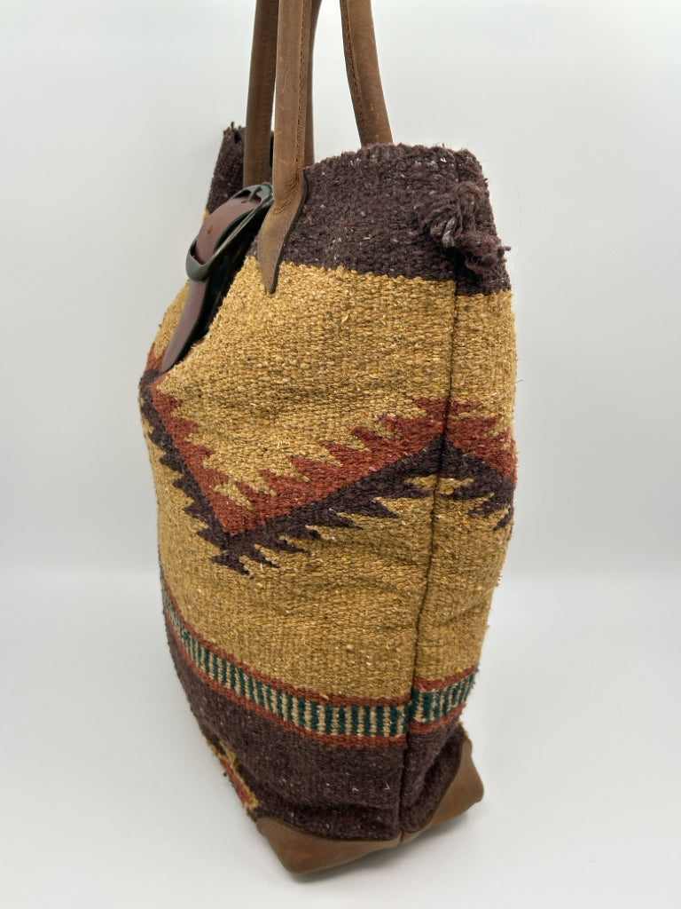 MCFADIN Brown Print Navajo Wool Tote