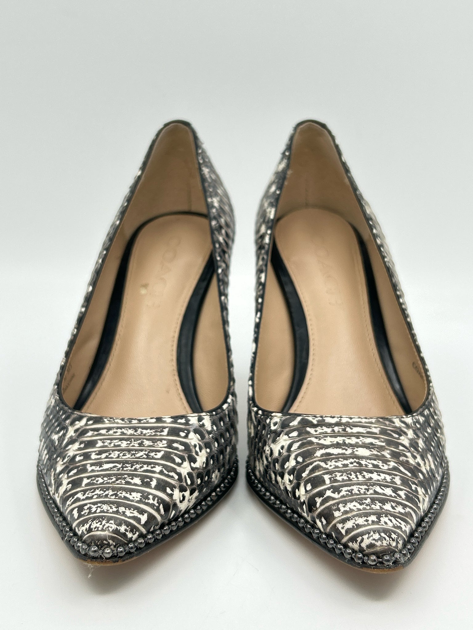 COACH Size 5.5B Brown Print Women Pumps