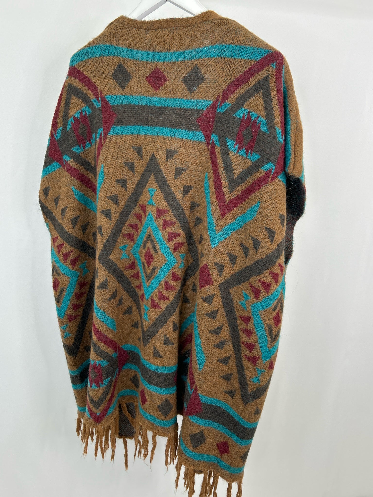 SAVANNA JANE Size M/L Tan and Teal Women Poncho NWT