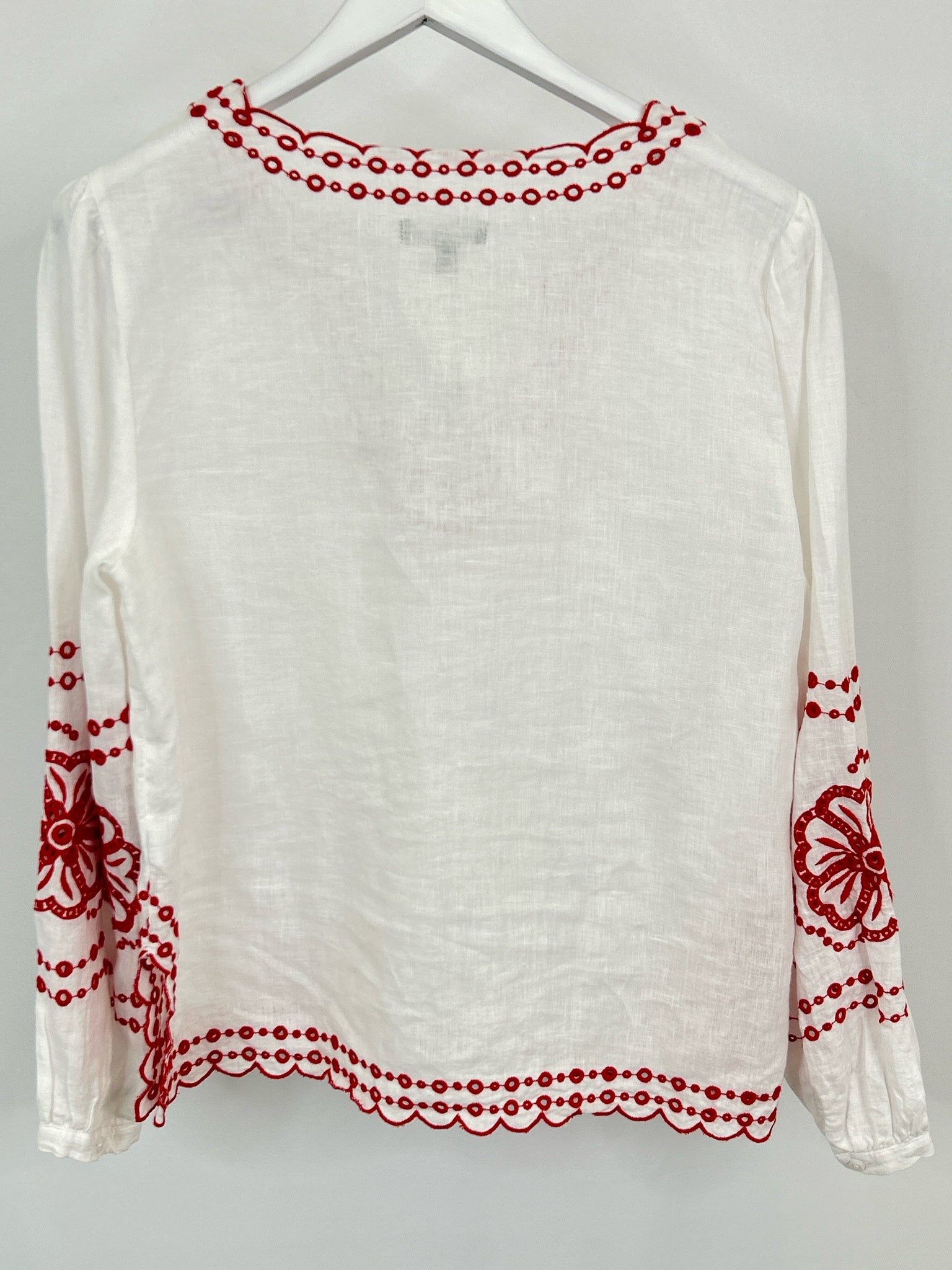 J.CREW Size M WHITE AND RED Women Top