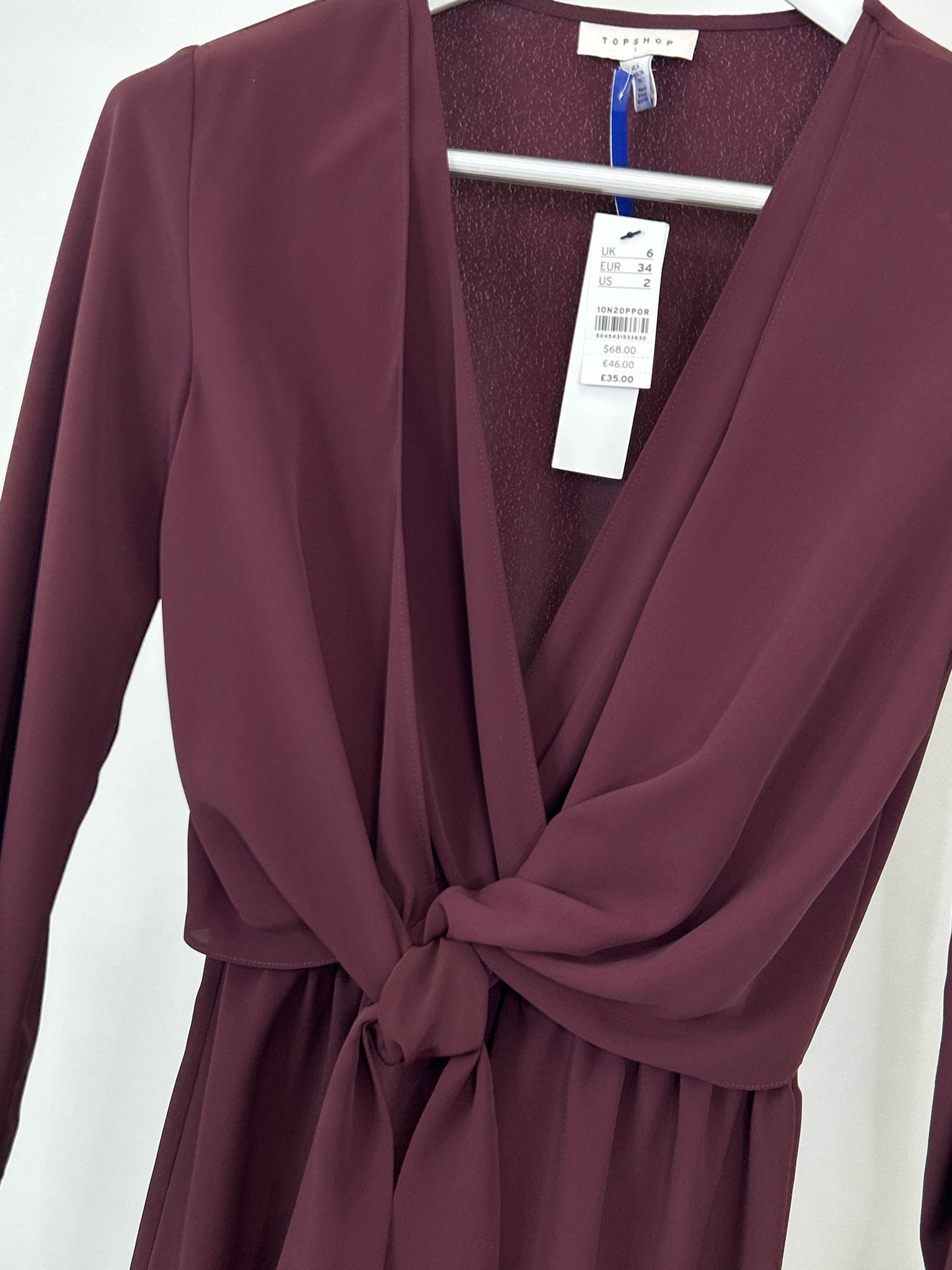 TOPSHOP Size 2 Burgundy Women Dress