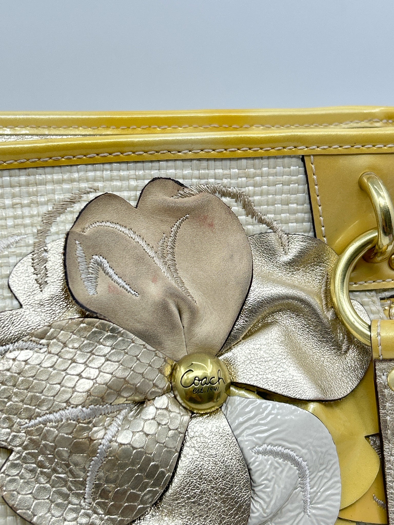 Coach CREAM AND YELLOW Women Tote
