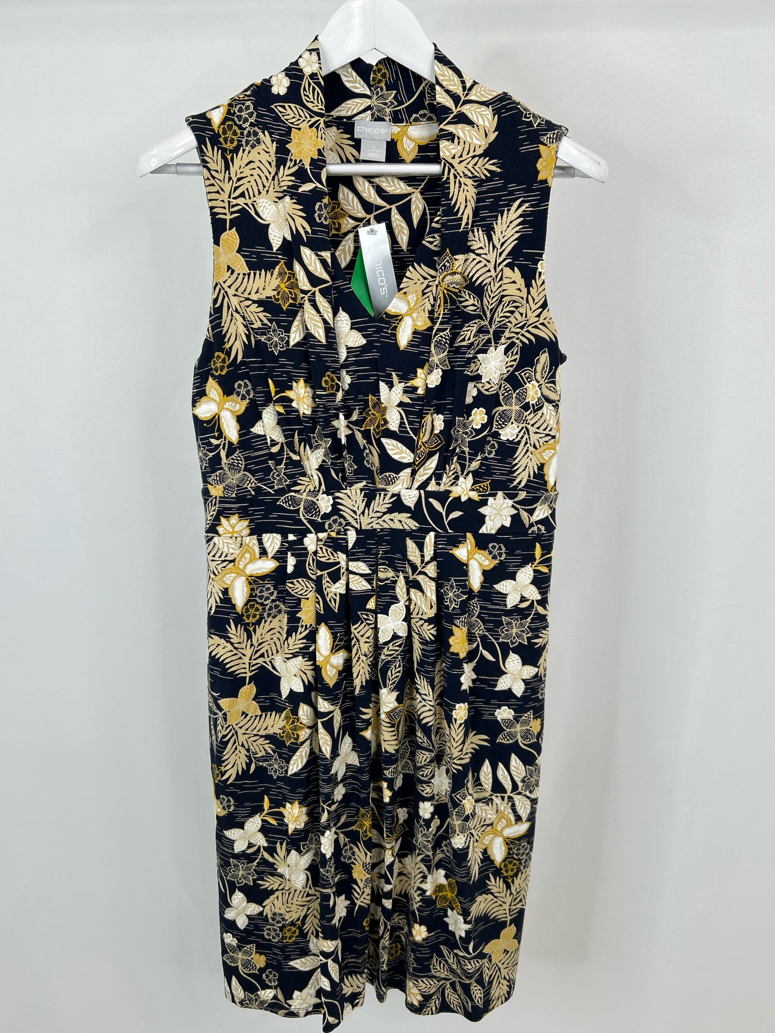 CHICO'S Size 8/10 Navy Print Women's Dress