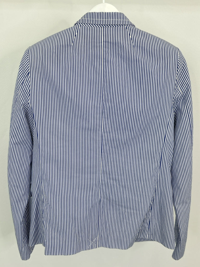 J CREW Size 10 Blue Striped Women's Blazer