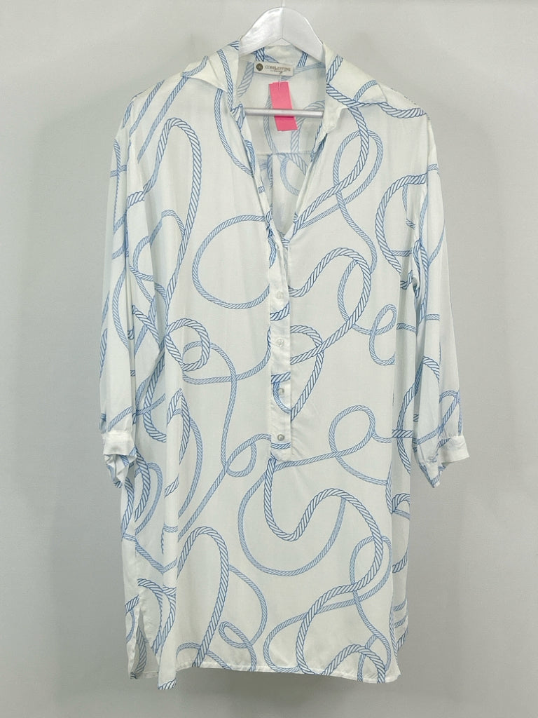 COBBLESTONE LIVING Size One Size White Print Women's Cover-Up