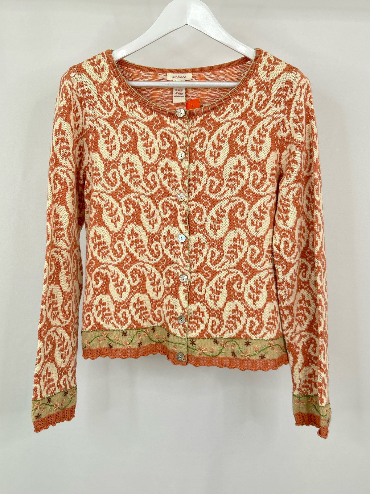 SUNDANCE Size S Peach Print Women Cardigan
