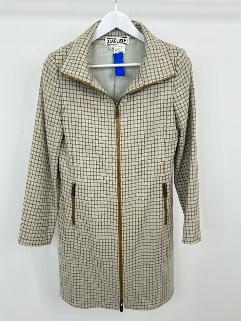 CARLISLE Women Size 4 Tan Plaid Wool Coat