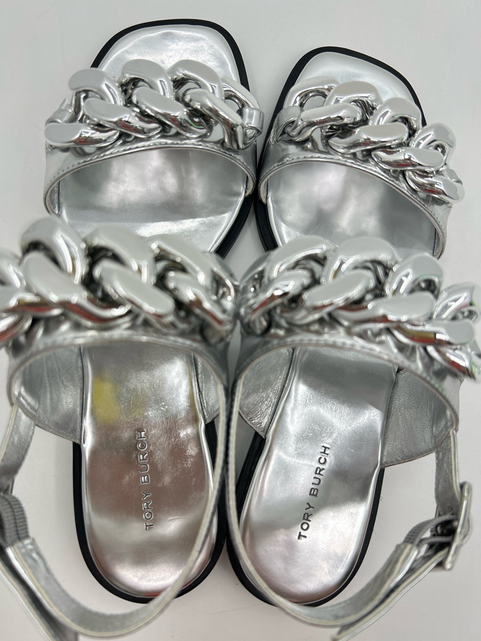 TORY BURCH Size 8.5M METALLIC SILVER Women Sandal