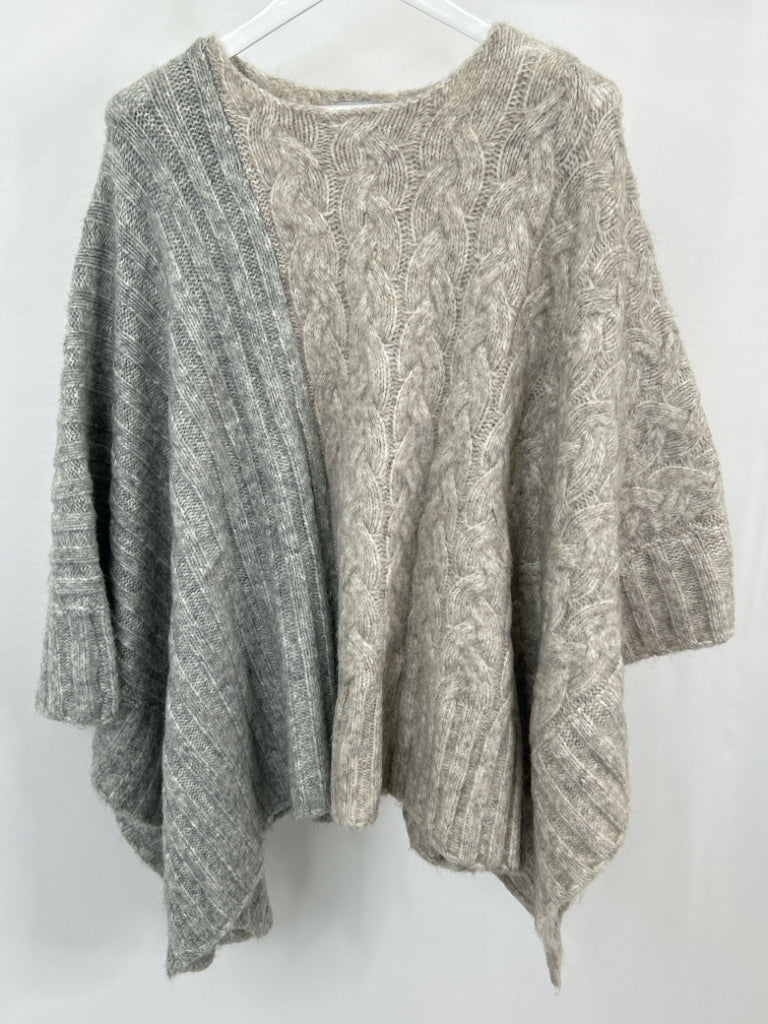 LEMON Women Size OSFA TAN AND GRAY Poncho