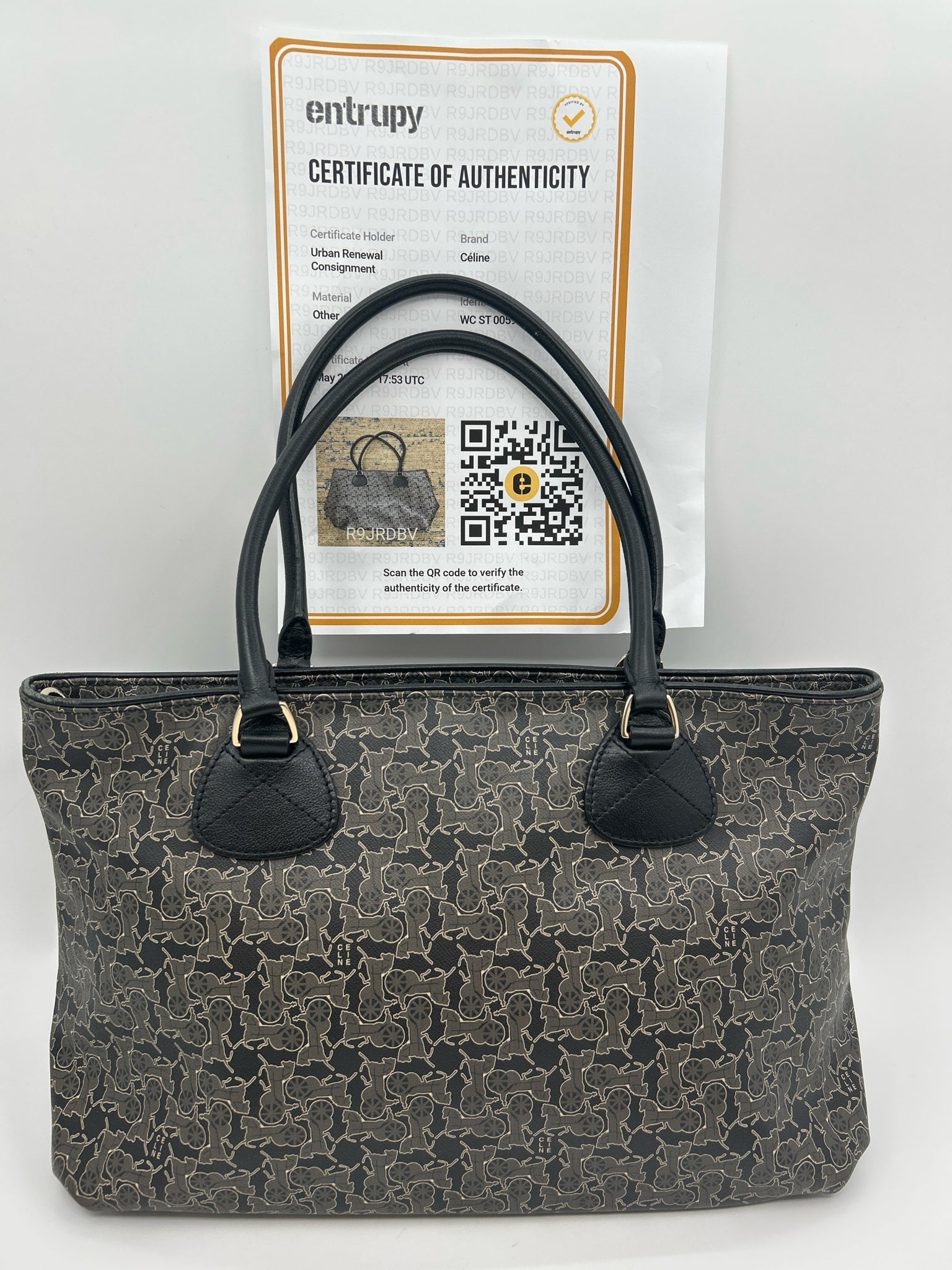 CELINE Black and Grey Women Purse Tote
