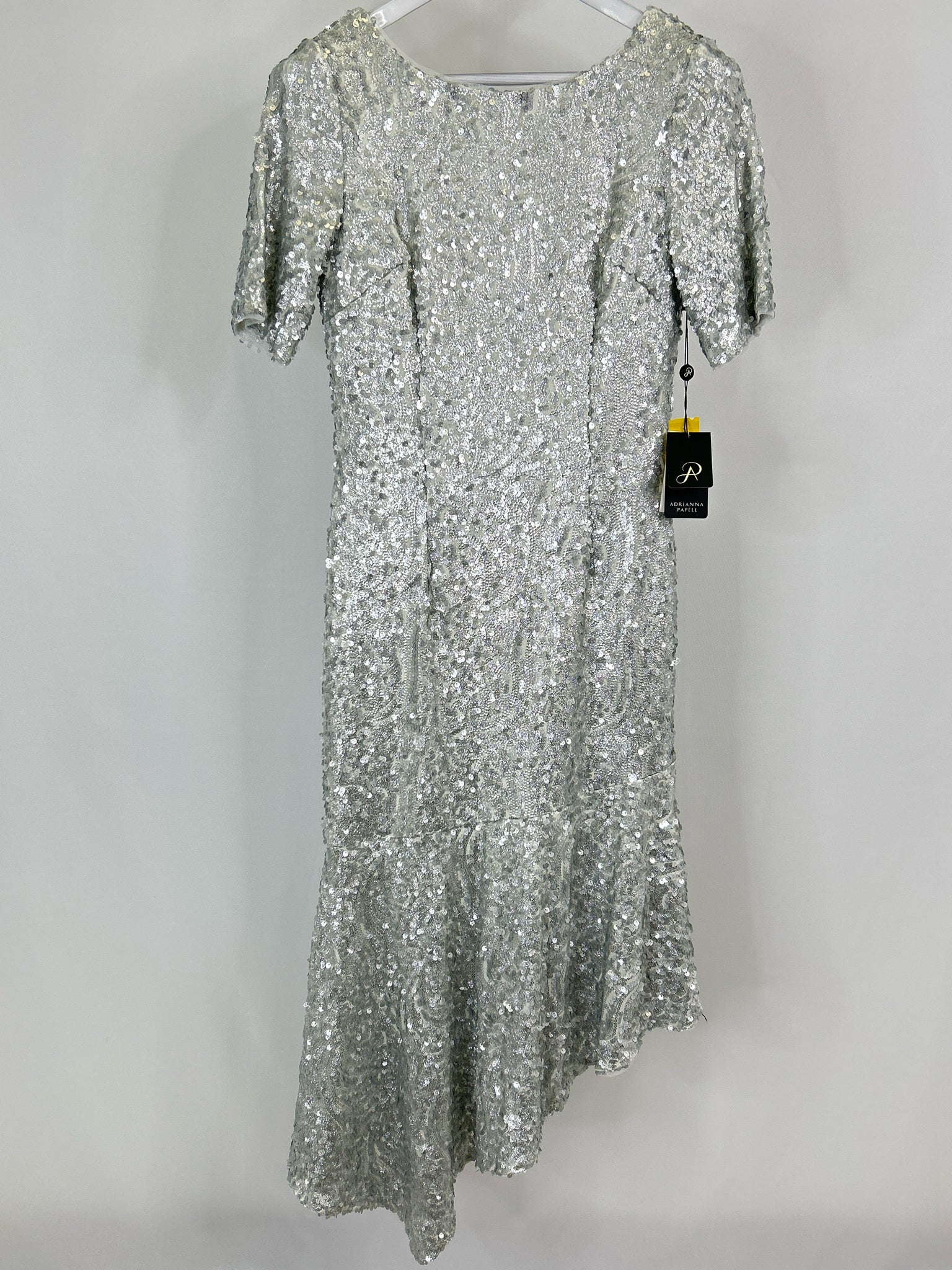 ADRIANNA PAPELL NWT Size 8 Silver Women Dress
