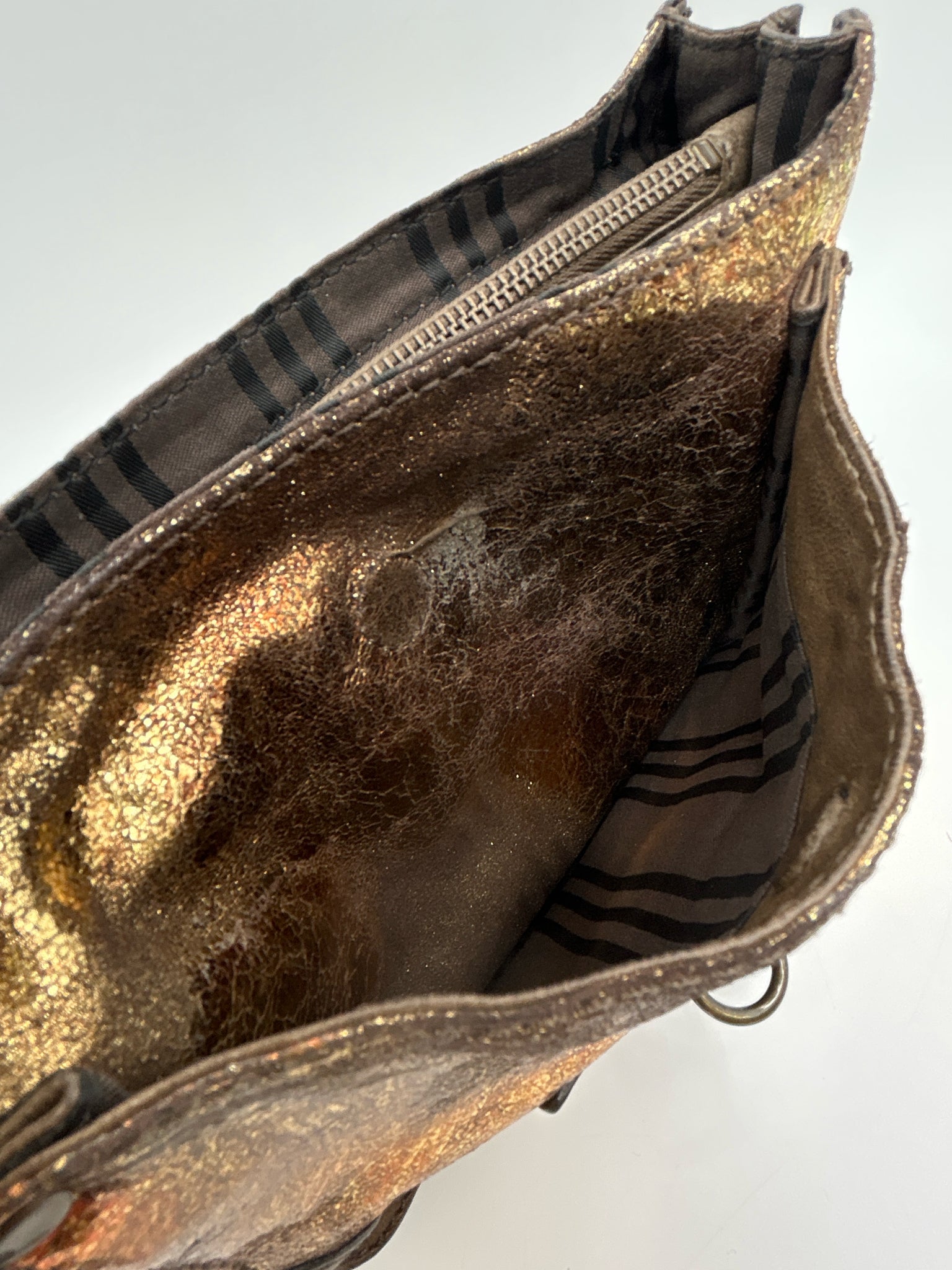 FRYE Gold and Brown Women Purse
