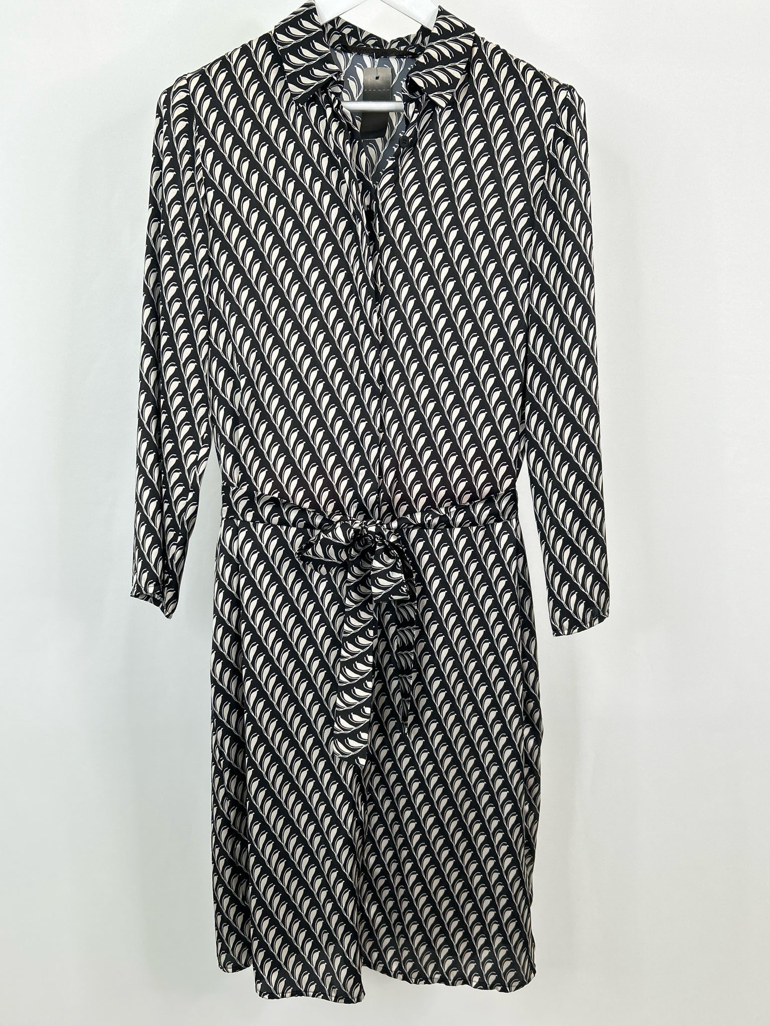 MARINA RINALDI Size 4 Black Print Women Dress