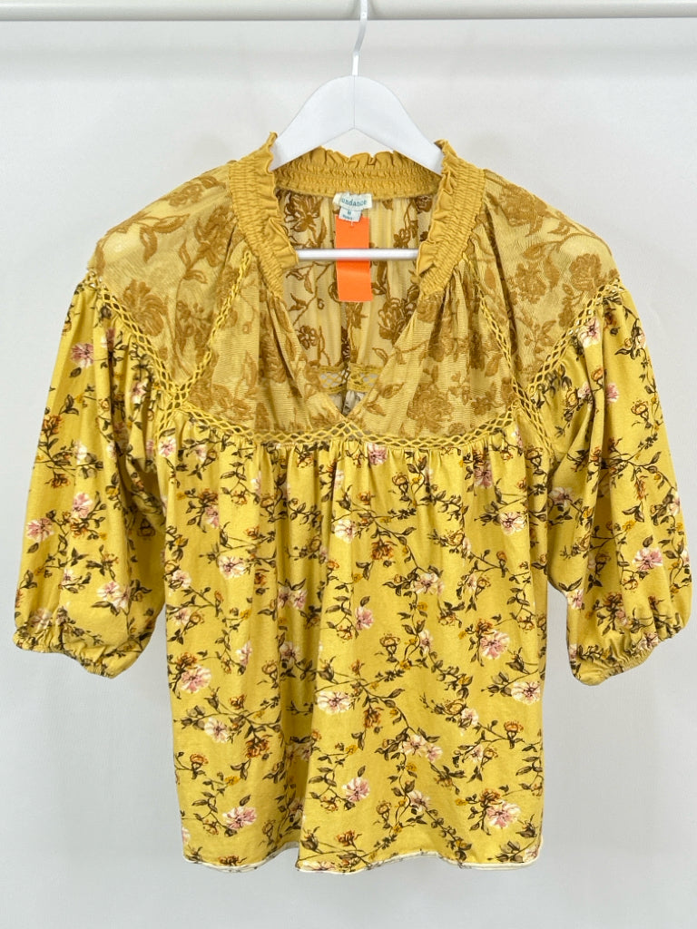 SUNDANCE Size M YELLOW FLORAL Top
