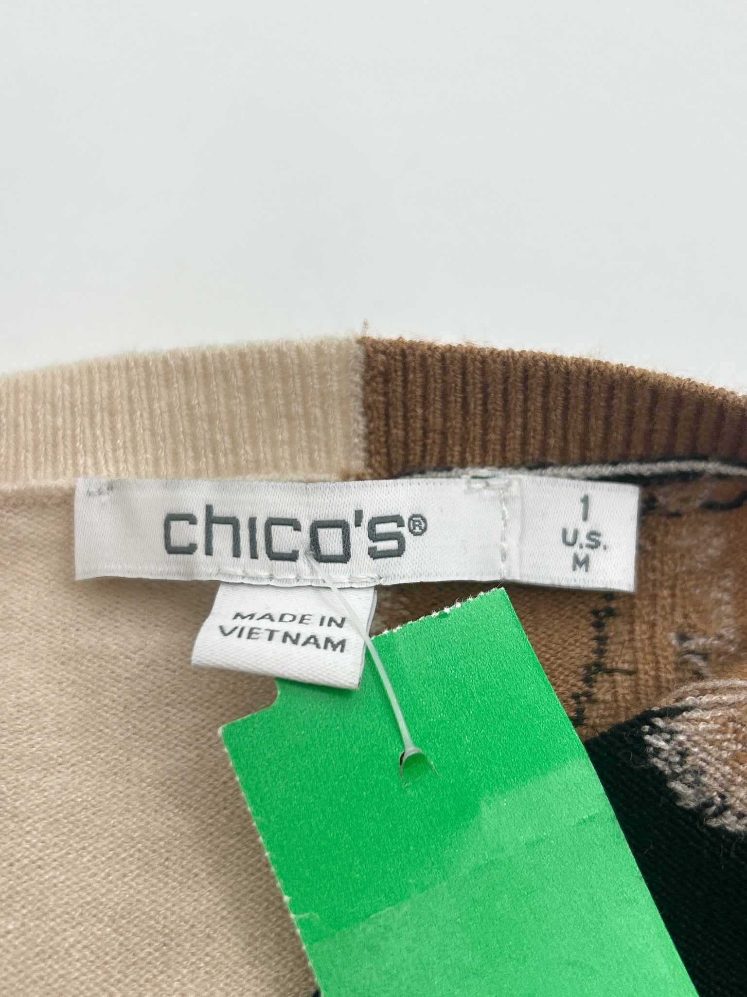 CHICO'S Size M CREAM AND BLACK Women Sweater