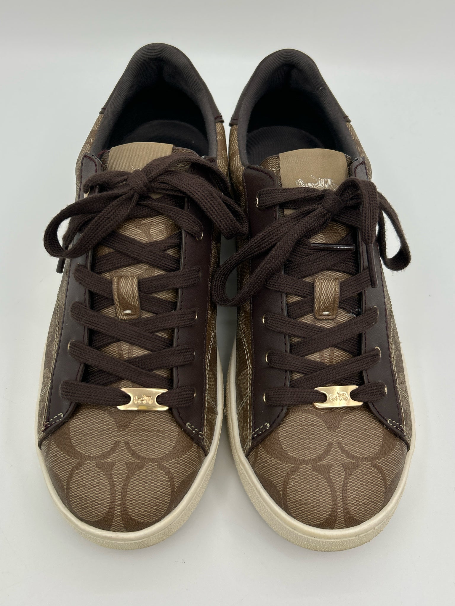 COACH Size 9.5B BROWN MONOGRAM Women Sneakers