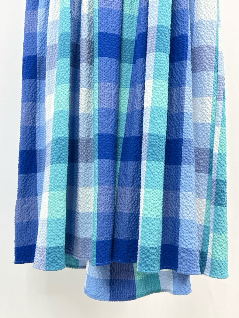 LOFT Size M Blue Plaid Women Dress