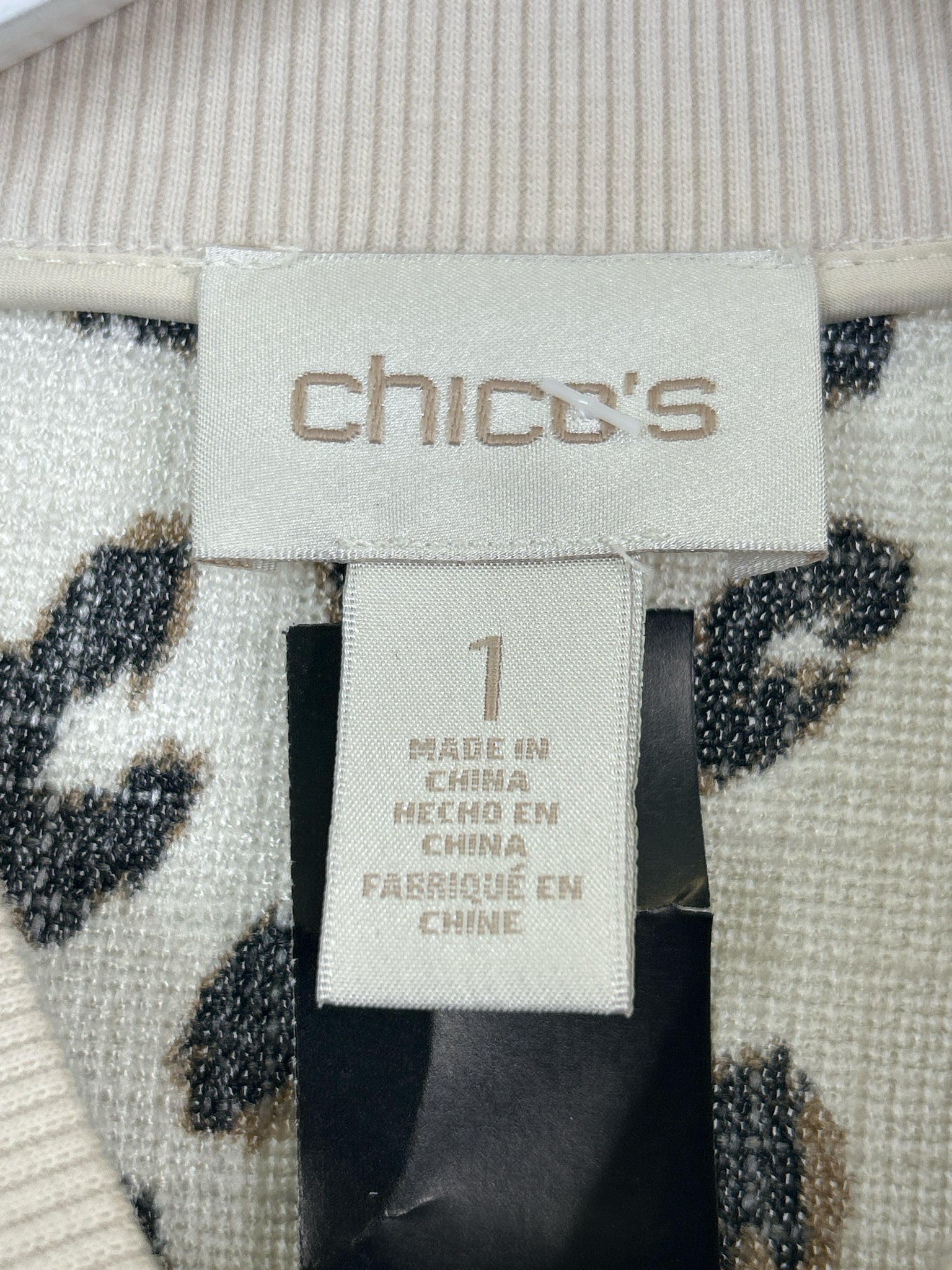 CHICO'S Size M CREAM AND BLACK Women Jacket