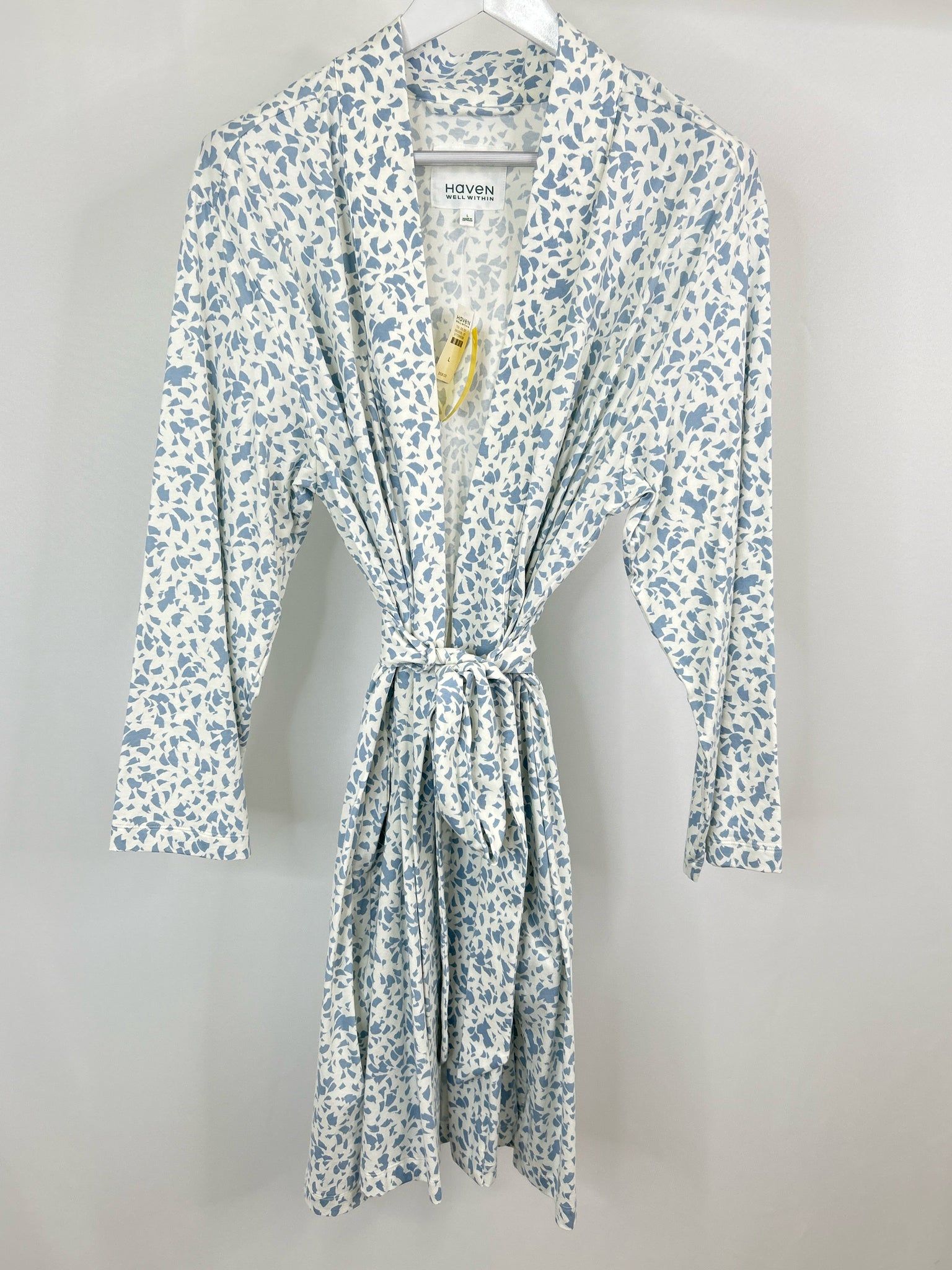 HAVEN WELL WITHIN Size L Blue Print Women Dress Robe NWT