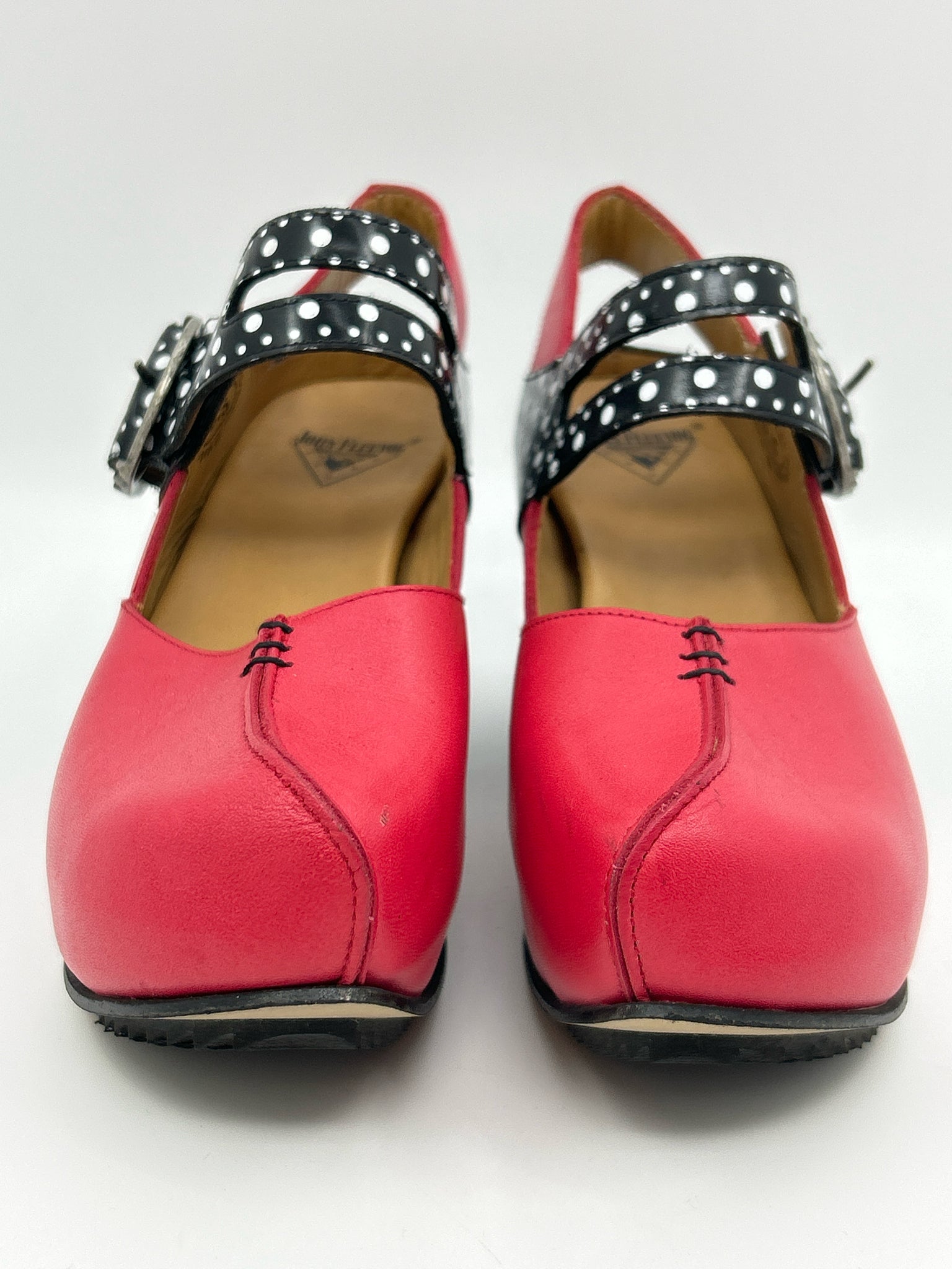 JOHN FLUEVOG Size 6.5 Red & Black Women Pumps