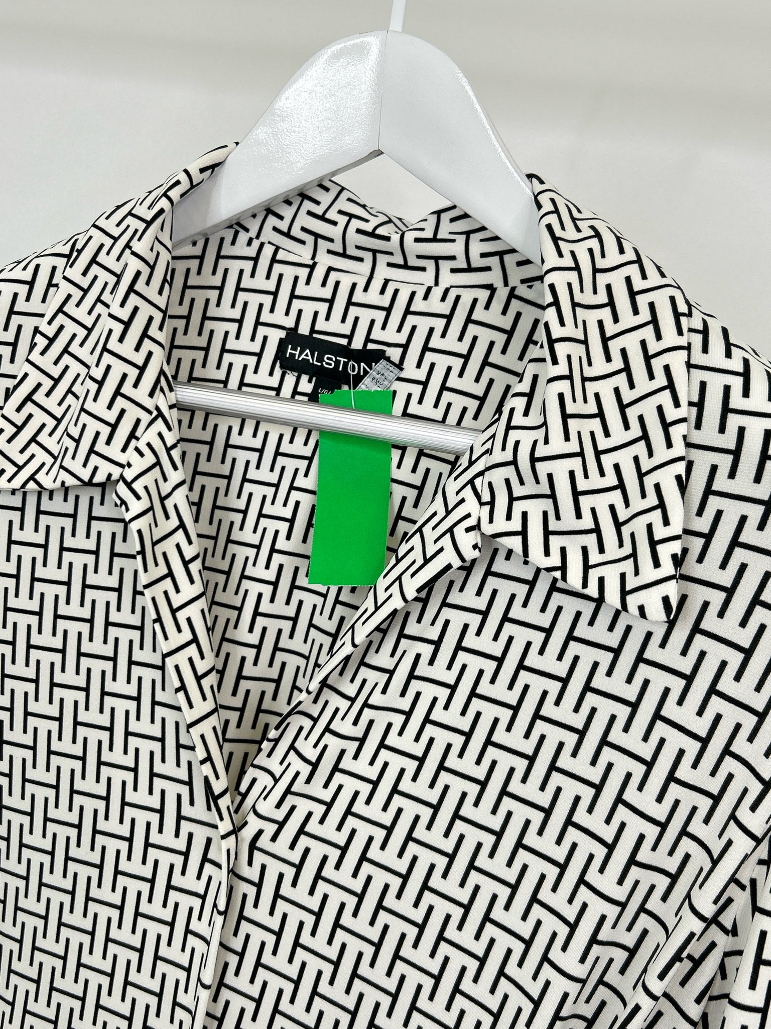 HALSTON Size L White & Black Women Dress