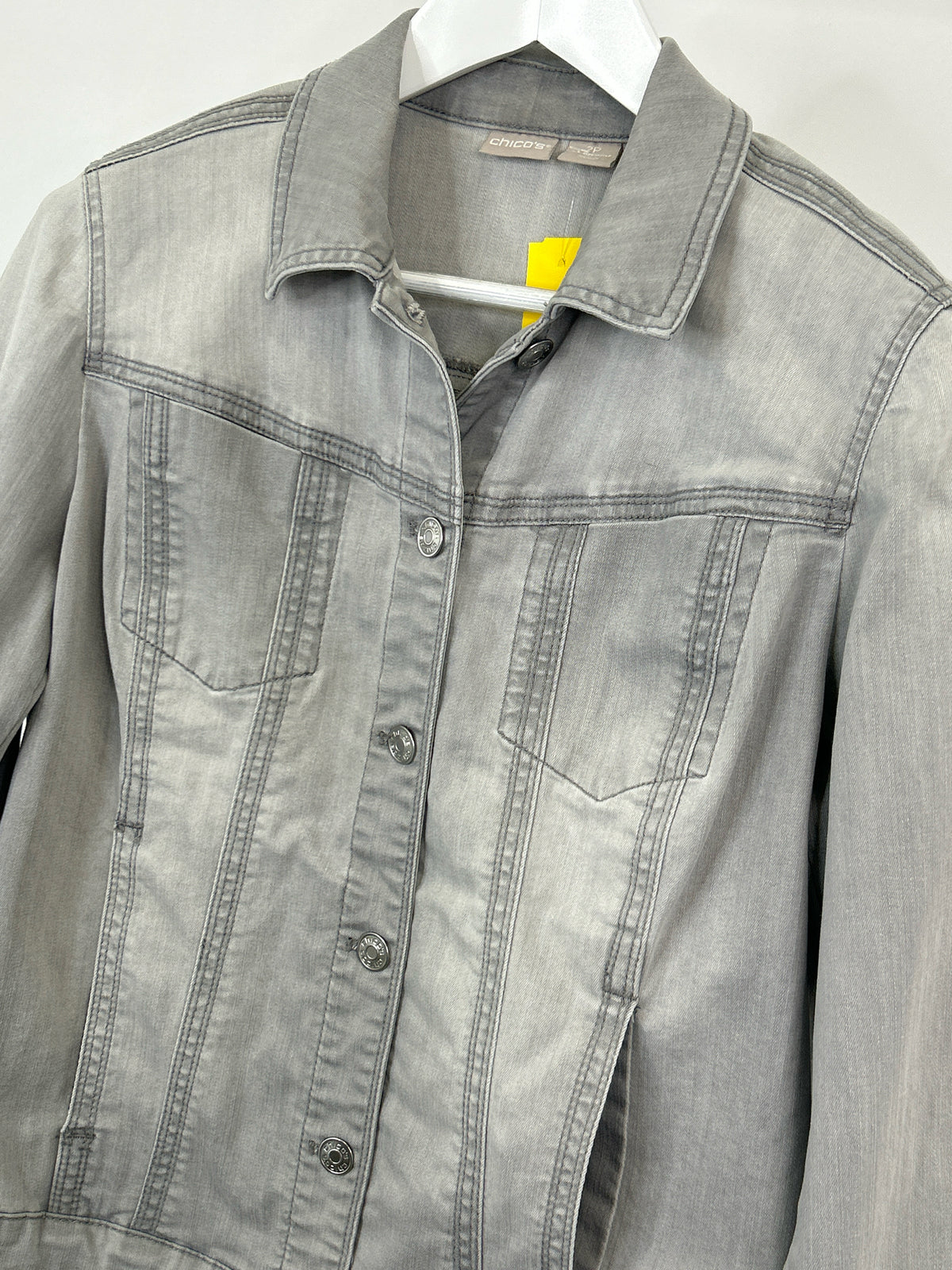 CHICO'S Size 12/14P GRAY DENIM Women Jacket