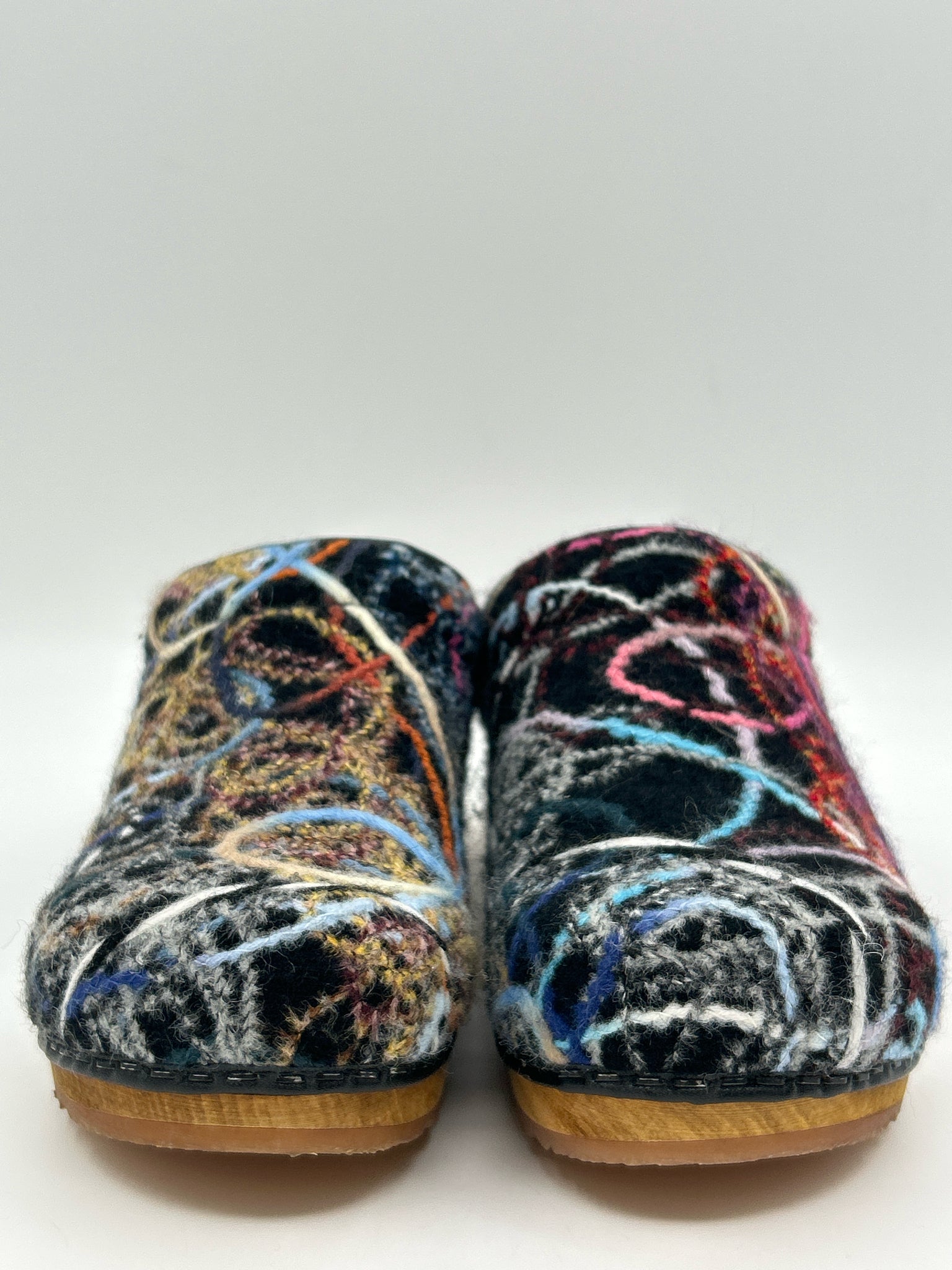 SANITA Size 37/7 Black Print Women Clogs