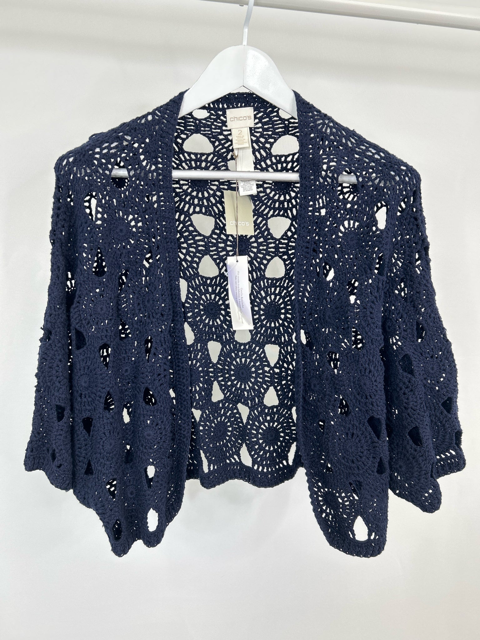 CHICO'S Size 12 Navy Women Shrug NWT