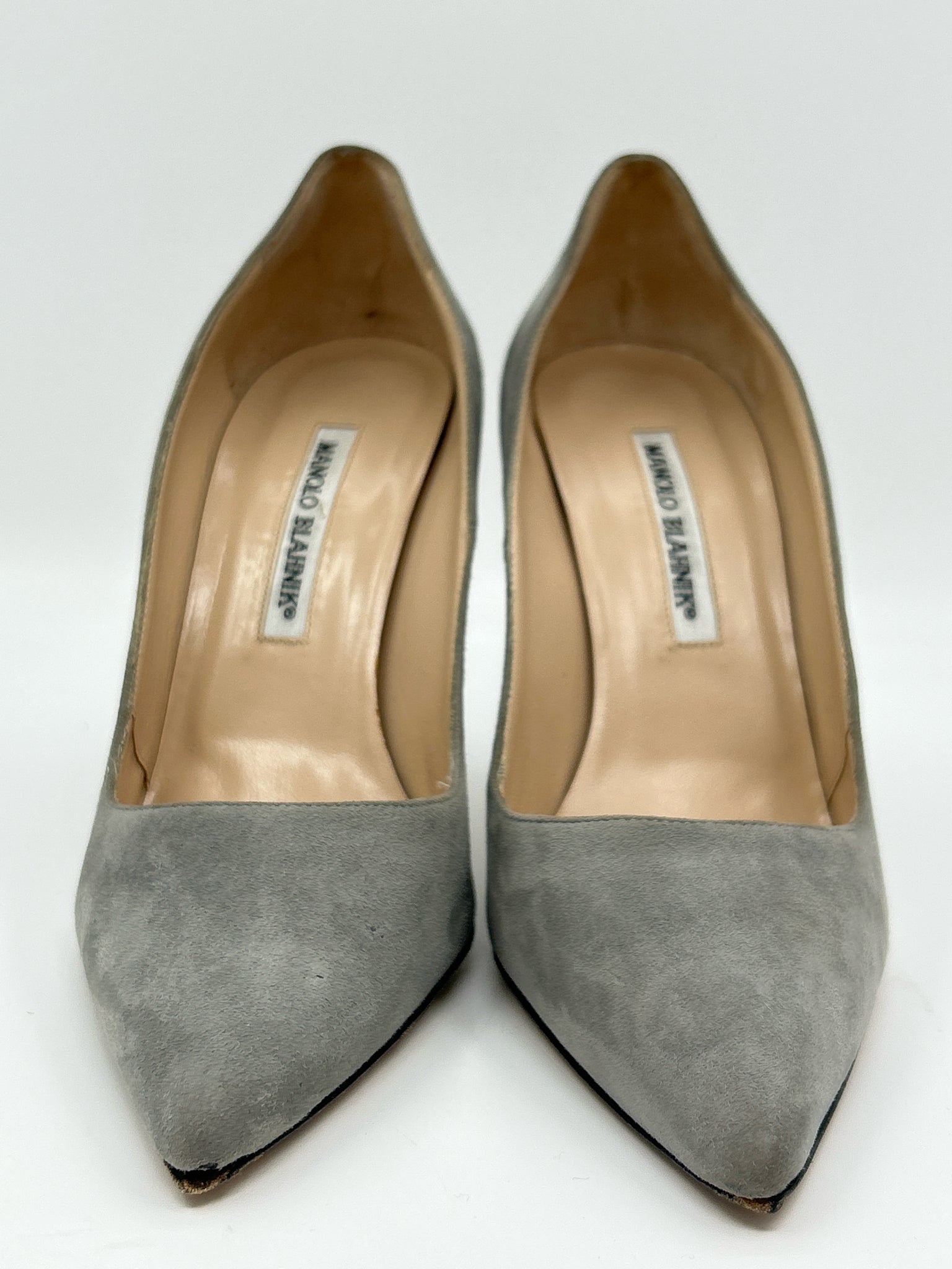 MANOLO BLAHNIK Size 38/8 Gray Women Pumps