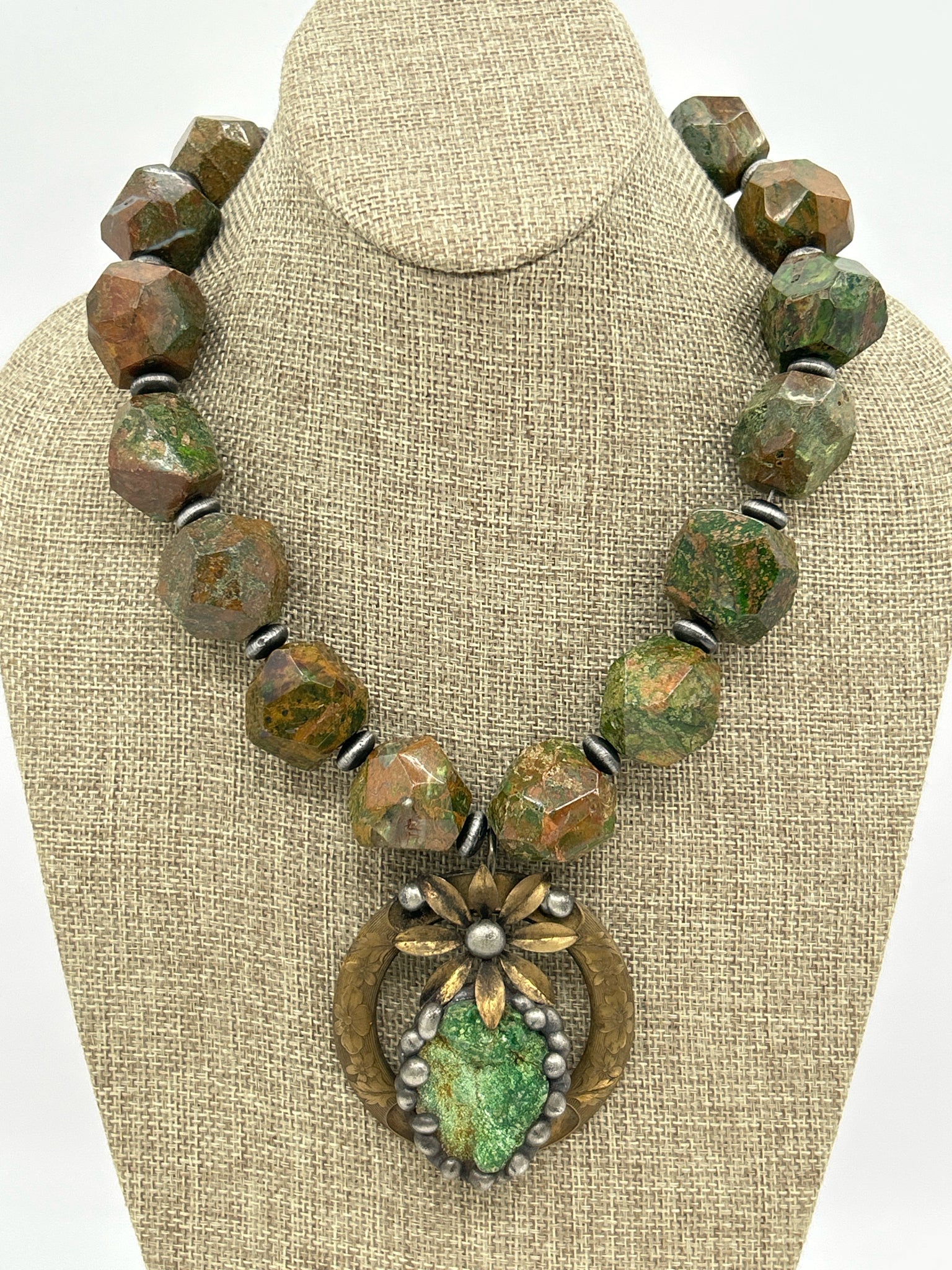 ART BY AMY Green & Rust Necklace
