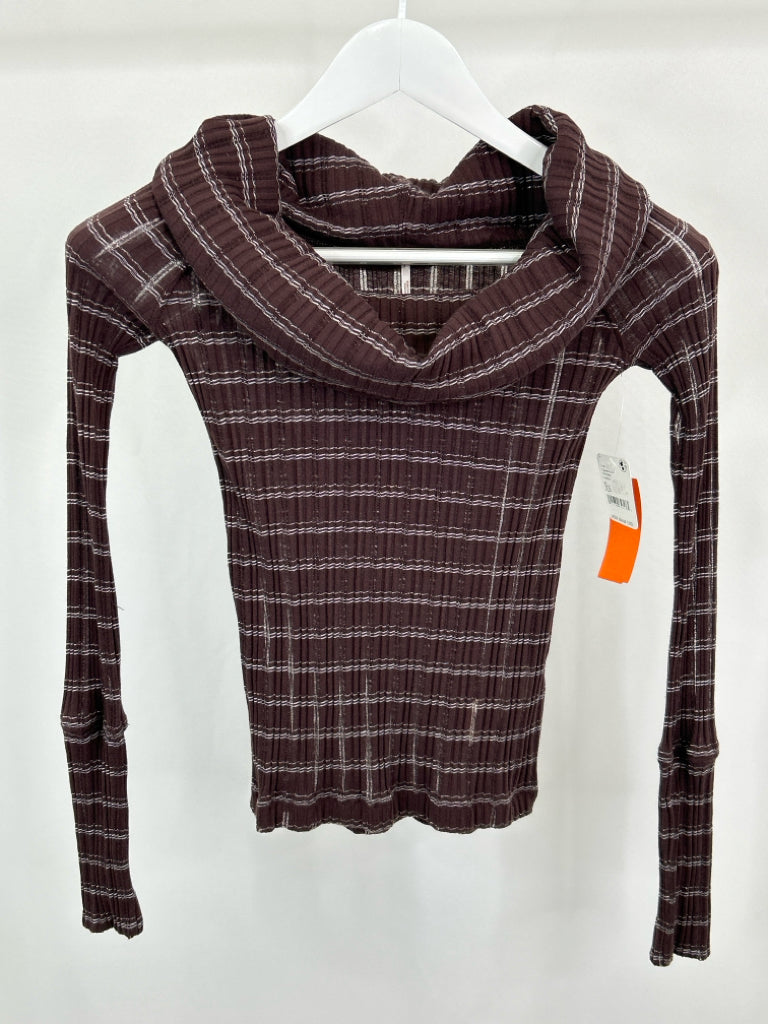 FREE PEOPLE Women Size XS Burgundy Striped Top NWT