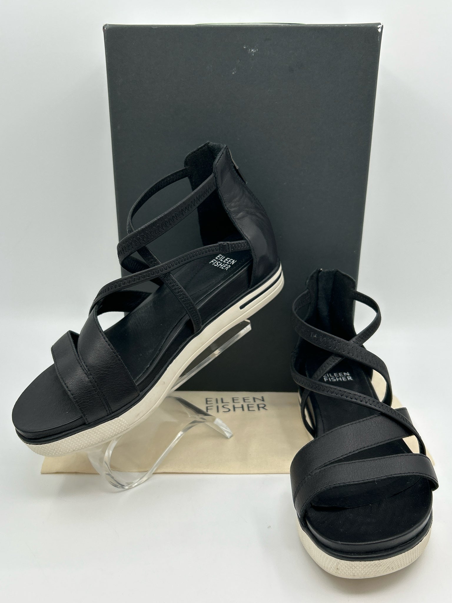 EILEEN FISHER Size 7.5 Black Women Sandal